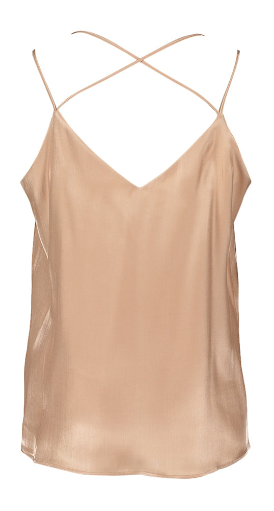 Top rose brillant à bretelles croisées Cuma Senso