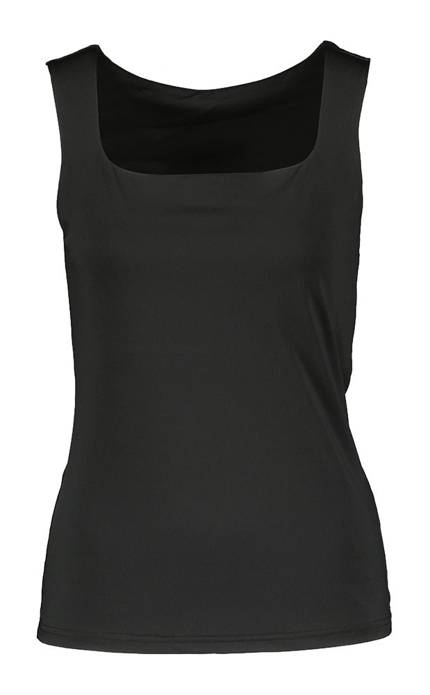 Zwarte glanzende top met stretch Rosemunde