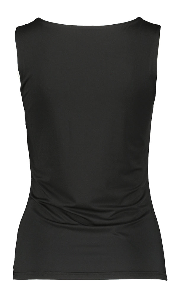 Zwarte glanzende top met stretch Rosemunde