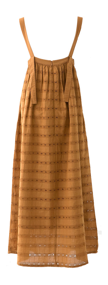 Robe longue oversize en coton couleur caramel Valengo Bellepiece