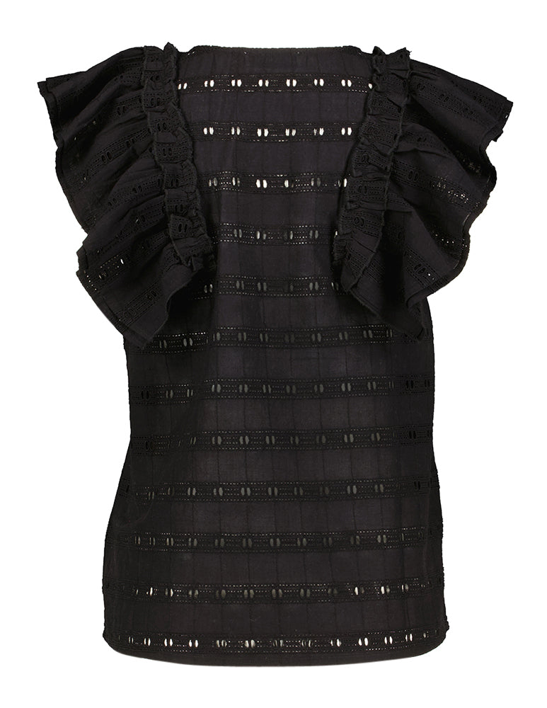 Haut en coton noir avec pièce de monnaie Freule Lagos