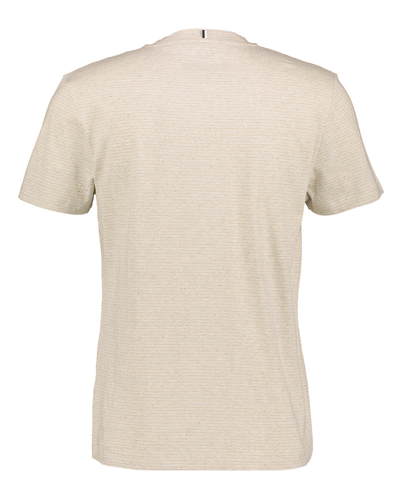 T-shirt beige à rayures avec poche poitrine Faguo
