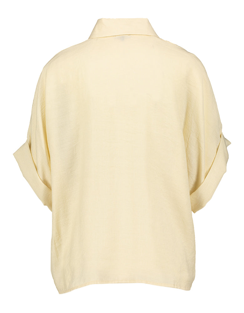 Licht beige bloes met frul Caroline Biss
