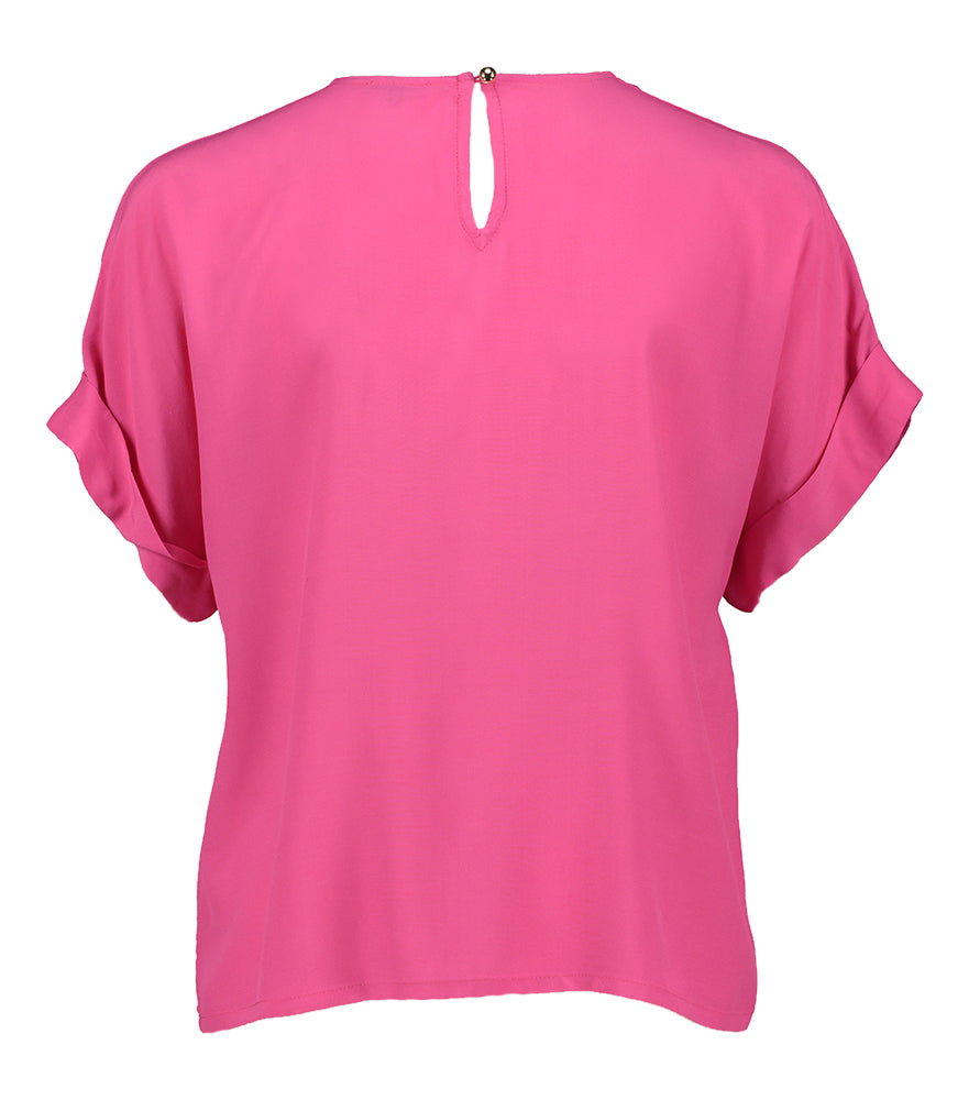 Chemisier fuchsia à col rond et manches courtes Caroline Biss