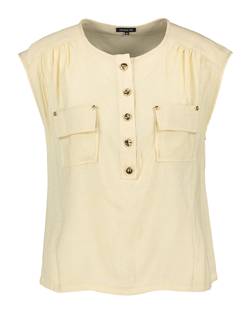 Chemisier beige à boutons décoratifs Caroline Biss