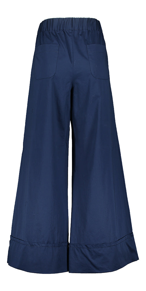 Pantalon large en coton bleu avec élastique Caroline Biss