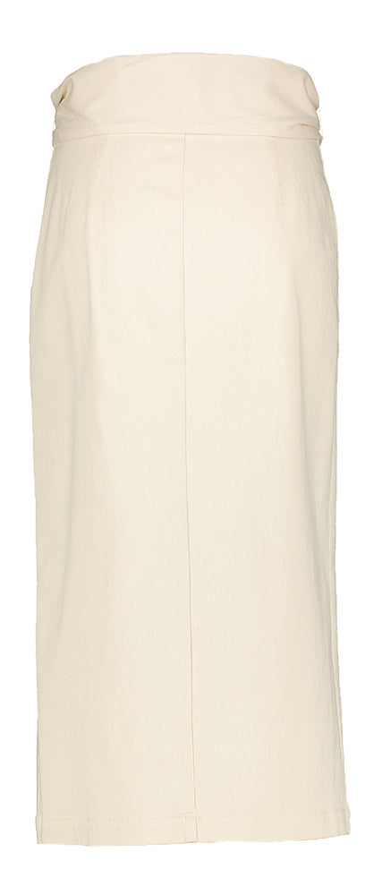 Jupe en jean beige fendue et ceinturée Caroline Biss