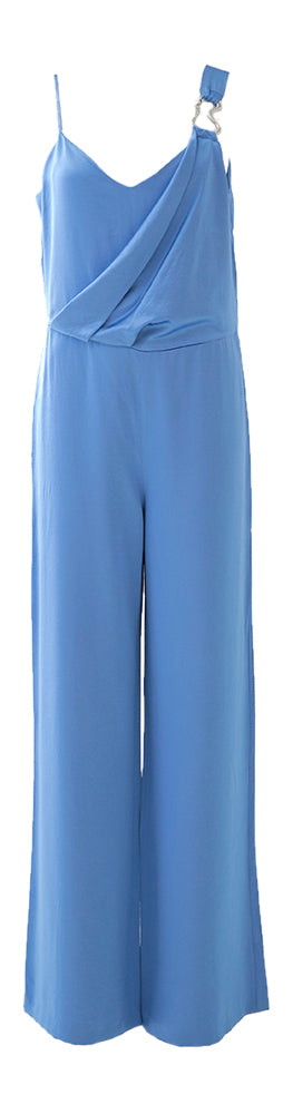 Kobaltblauwe glanzende jumpsuit Caroline Biss