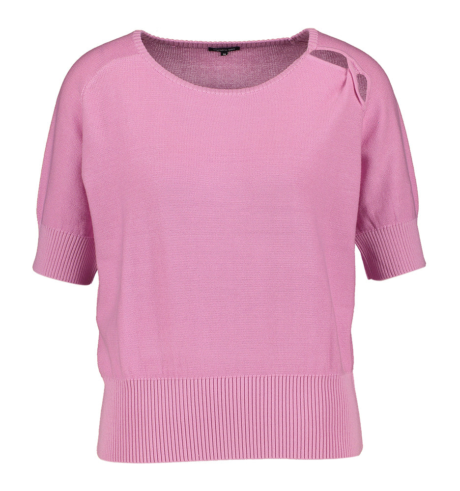 Roze pull met ronde hals en korte mouwen Caroline Biss