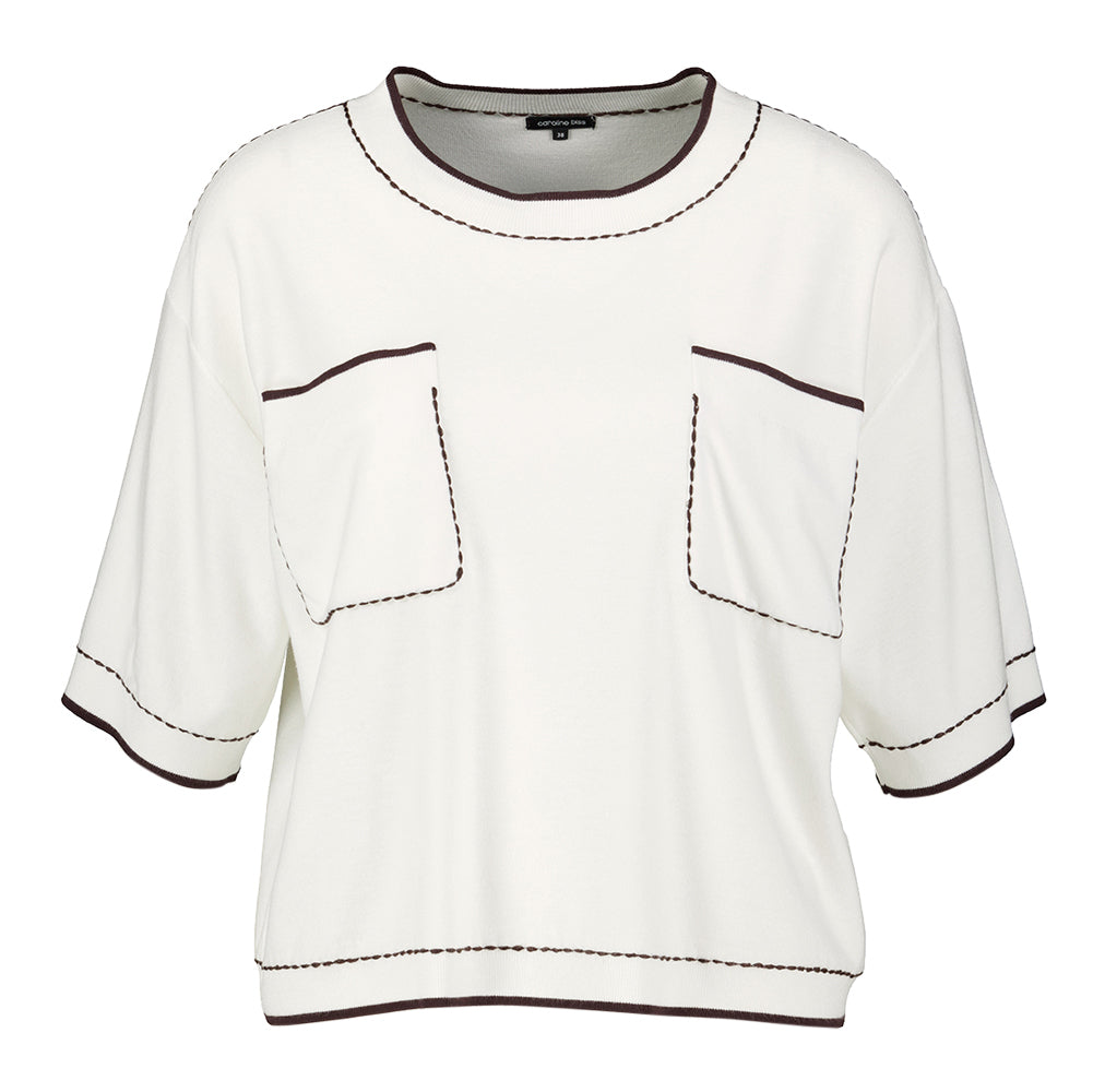 T-shirt beige avec détails marron Caroline Biss