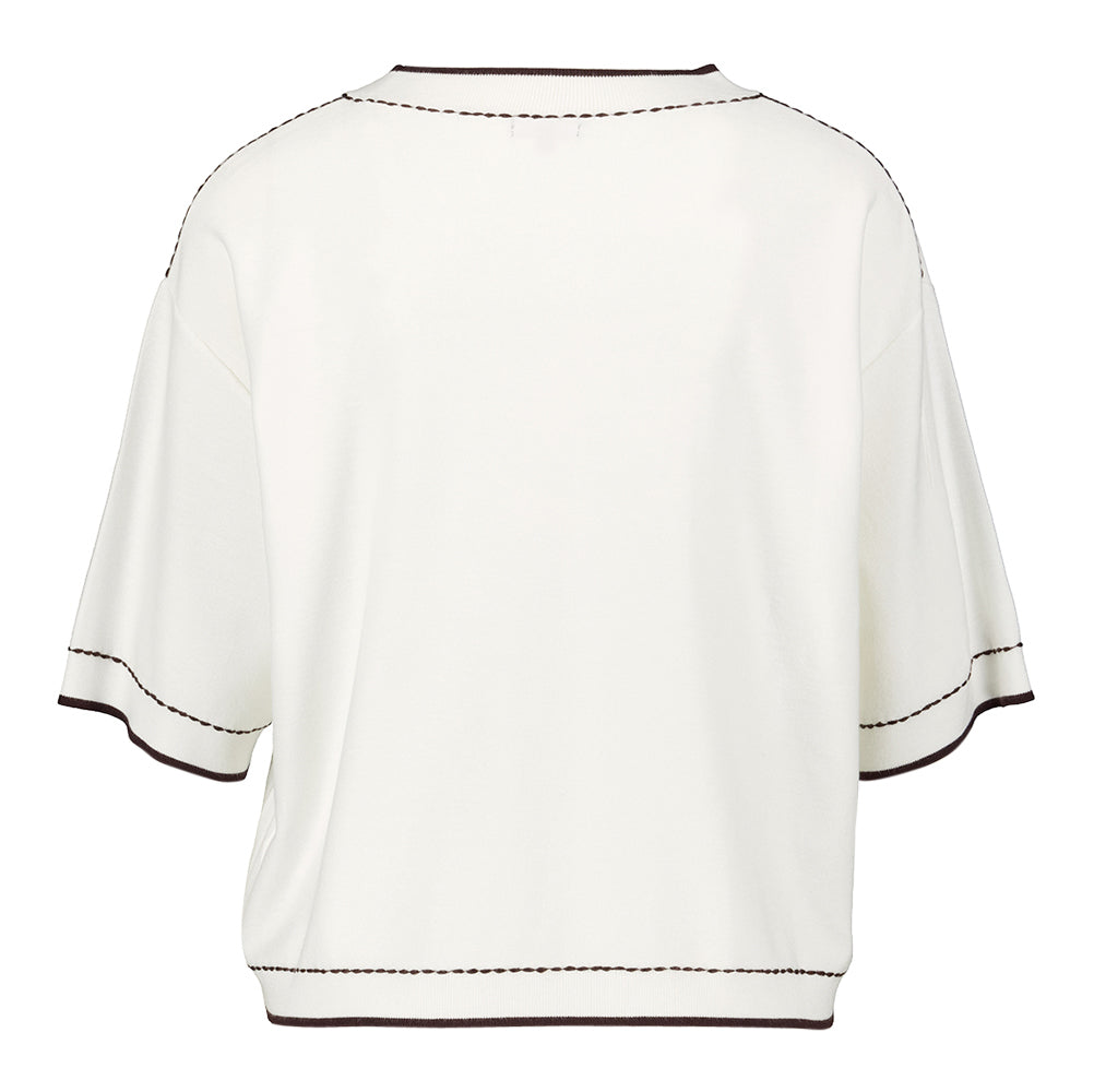 T-shirt beige avec détails marron Caroline Biss