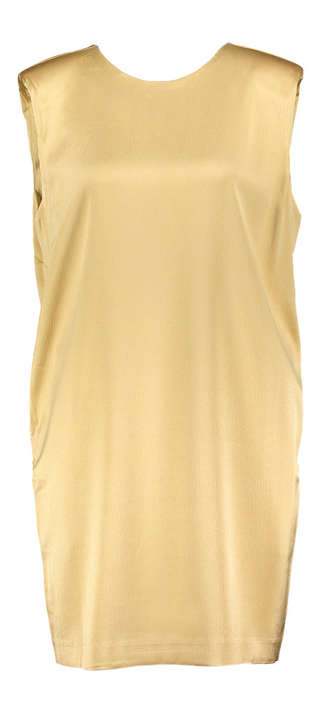 Beige kleed met v-hals op de rug met kettting Clara Suncoo