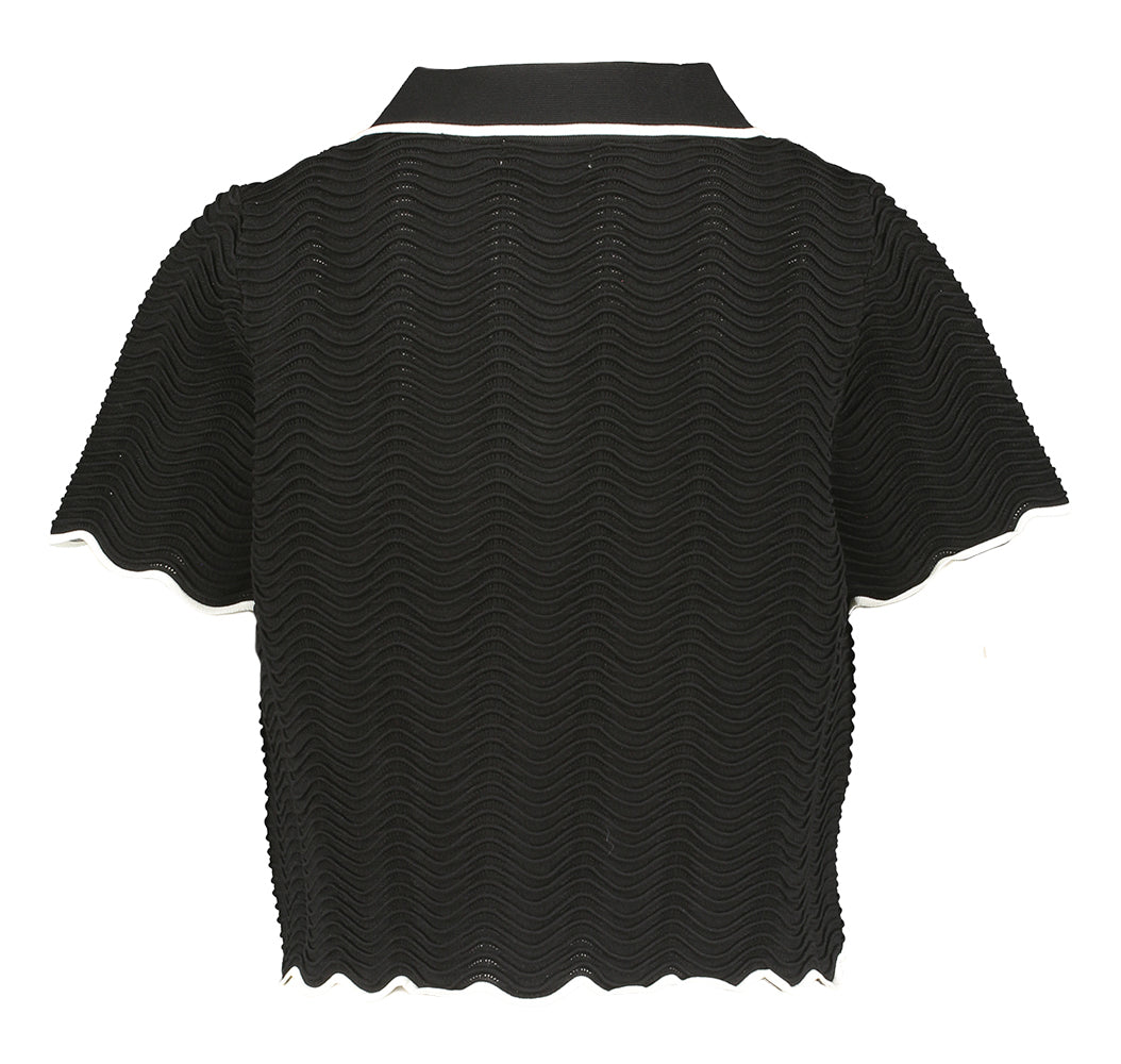 Polo court noir avec détails écru Pikil Suncoo