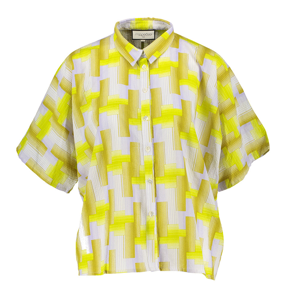 Geel en zilverkleurige blouse met korte mouwen Nora Echo Ma Poesie