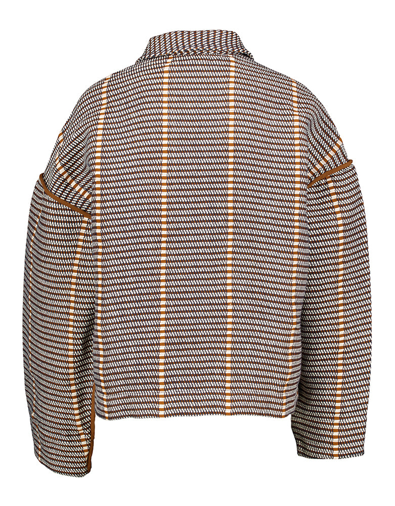 Veste en coton marron, écru et noir à boutons Mina Gres Ma Poesie