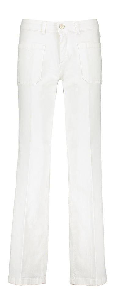 Pantalon blanc à jambes larges et taille haute Eve Pocket Para Mi