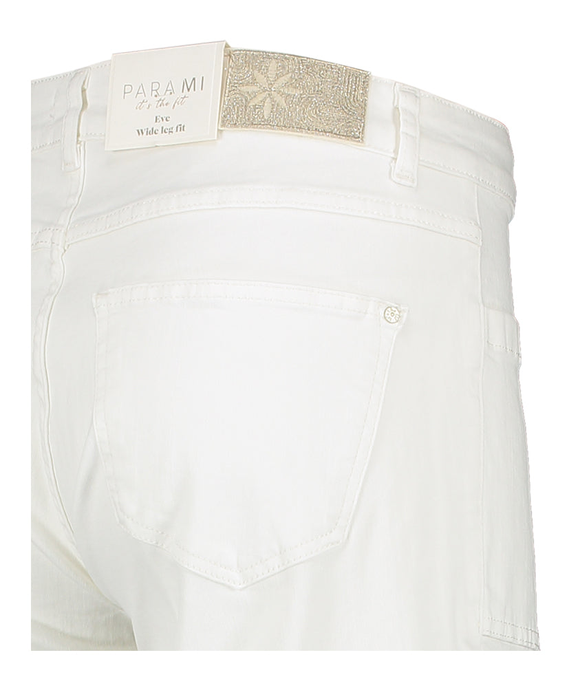 Pantalon blanc à jambes larges et taille haute Eve Pocket Para Mi