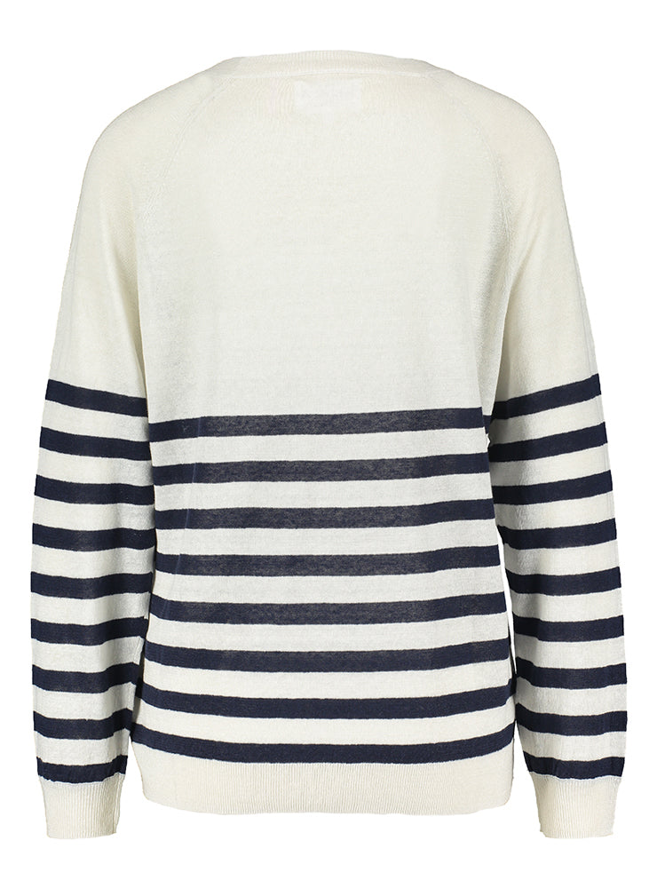 Marine gestreepte trui Macalou Les Tricots De Lea