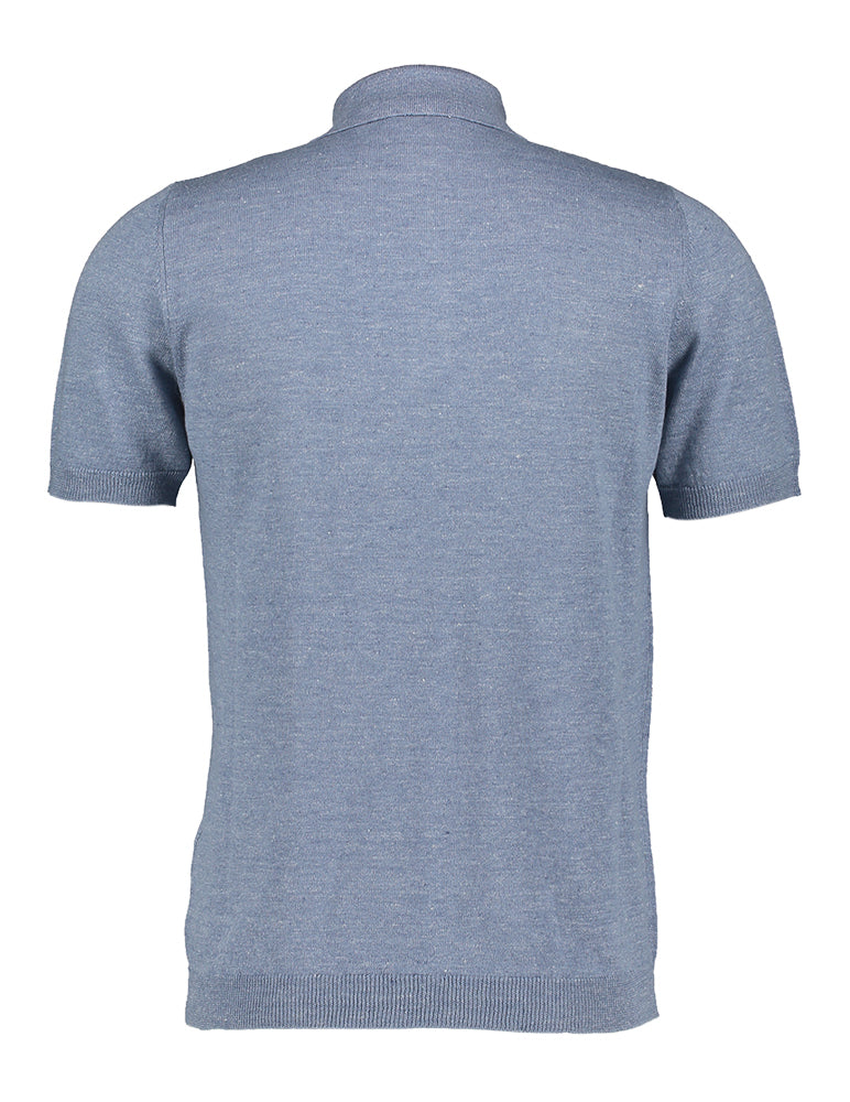 Polo bleu à manches courtes Altobello