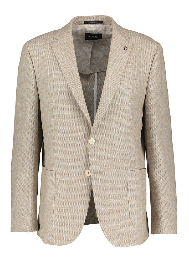 Zandkleurige blazer modern fit in motief Sakko Digel