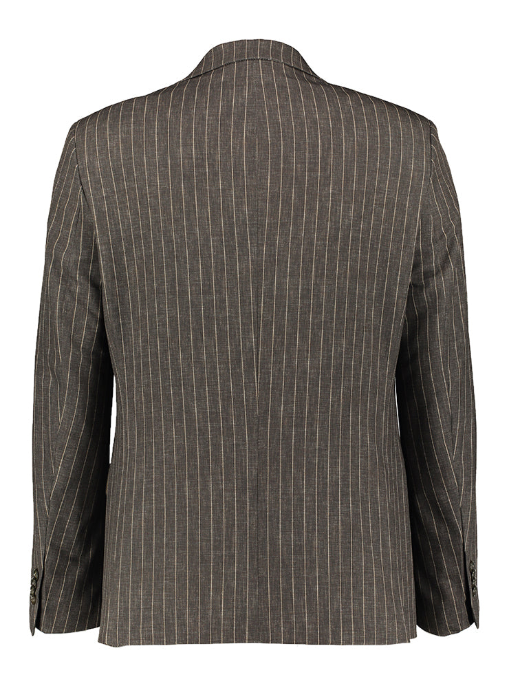 Blazer de costume marron-gris à fines rayures Mario Benvenuto