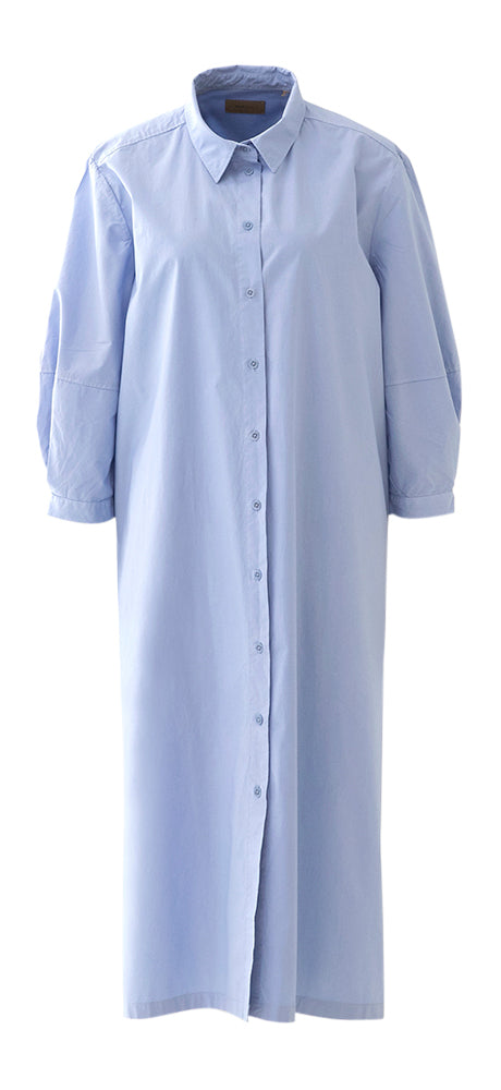 Robe bleue oversize en coton avec poches et fentes latérales Rue De Tokyo