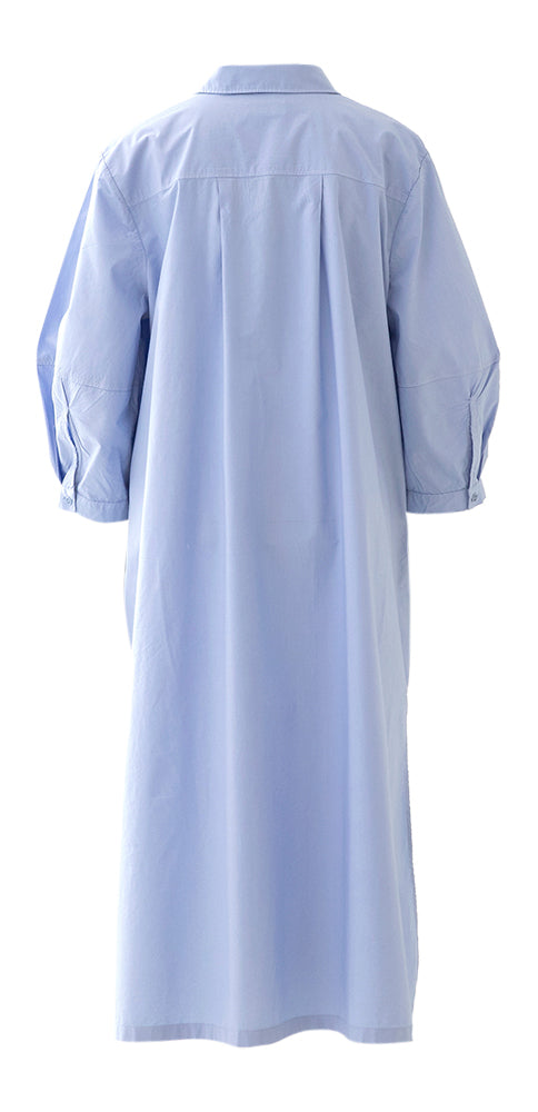 Robe bleue oversize en coton avec poches et fentes latérales Rue De Tokyo
