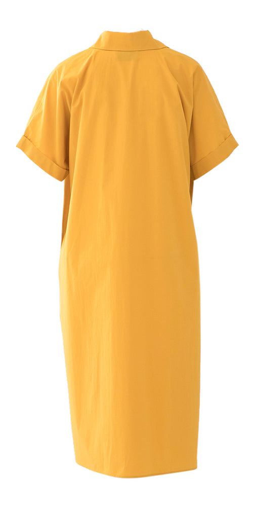 Robe-chemise jaune ocre à manches courtes Para Momoni
