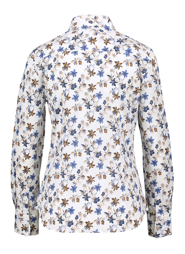 Wit katoenen hemd met bloemenprint Brigitte Christiana Conti