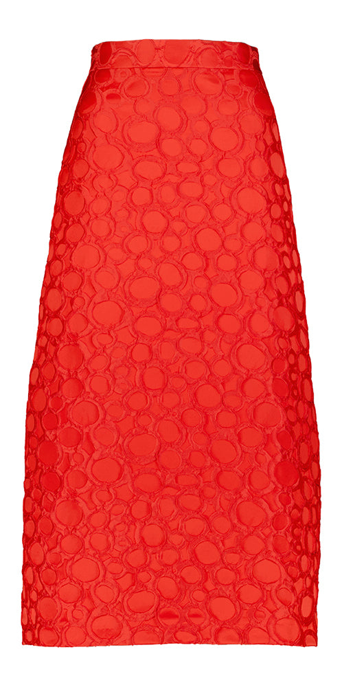 Rode feestelijke rok met structuur Aline JQ Circle Lunatica