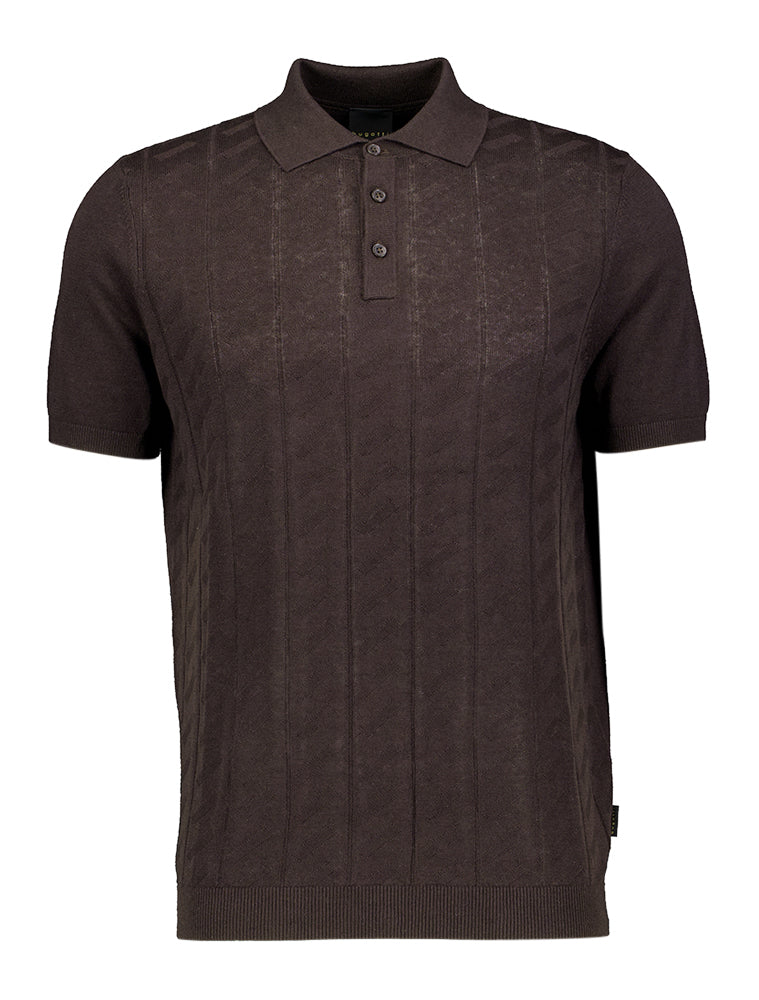 Polo marron à motif Bugatti