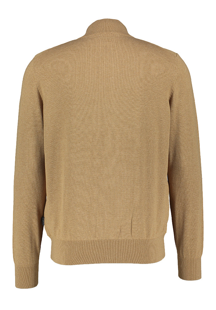 Camel kleurige cardigan in daim stof Bugatti