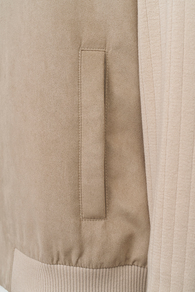 Beige cardigan in daim stof Bugatti