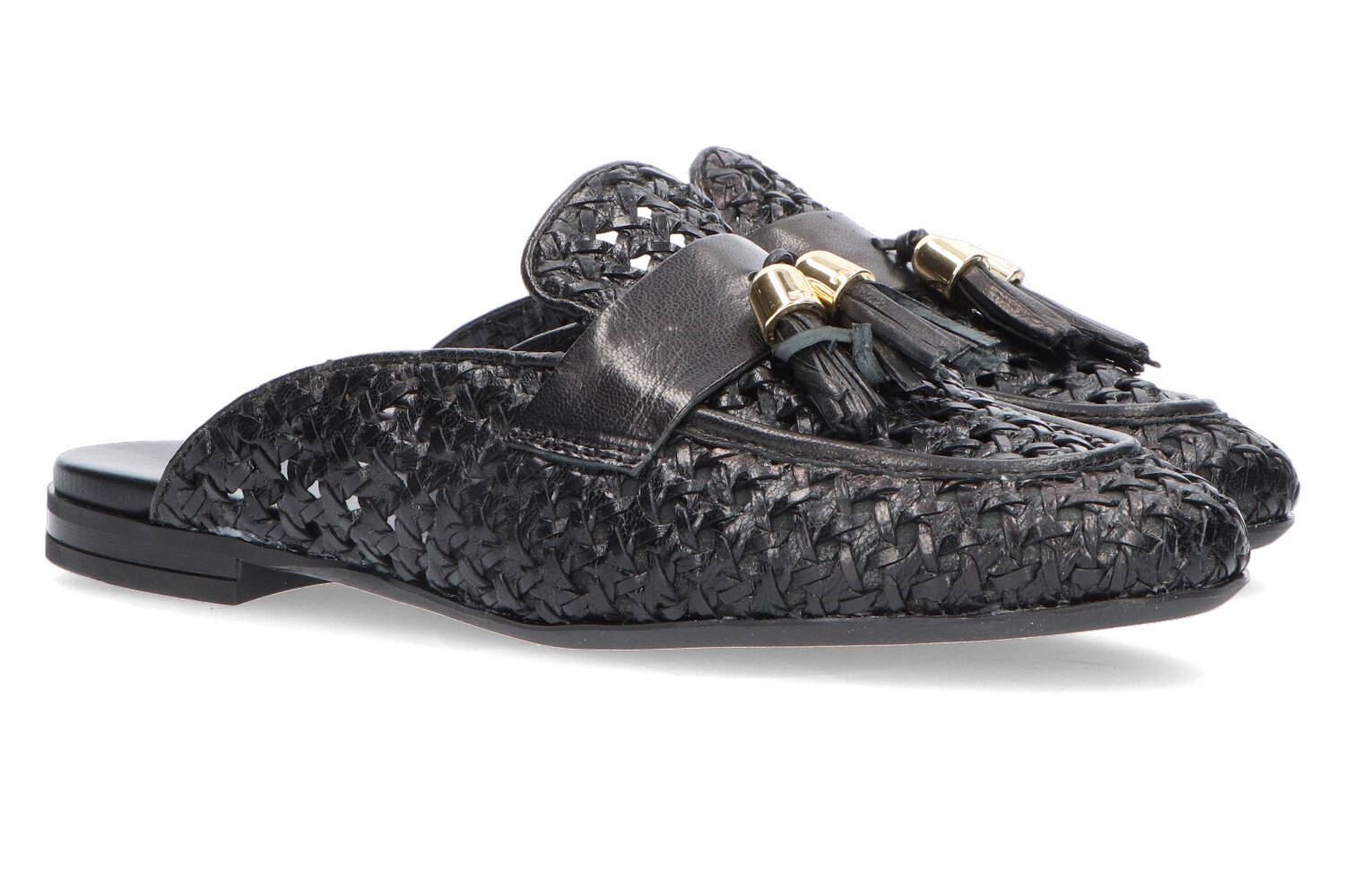 Pantoufles noires tissées Frau