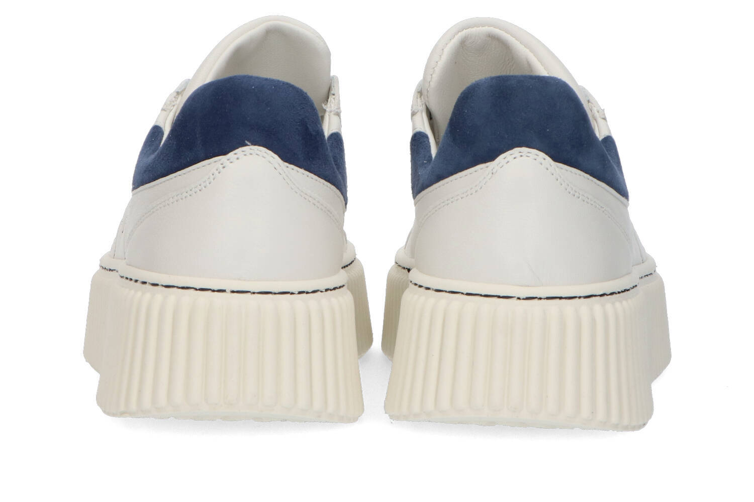 Witte lage sneakers met blauw detail Frau