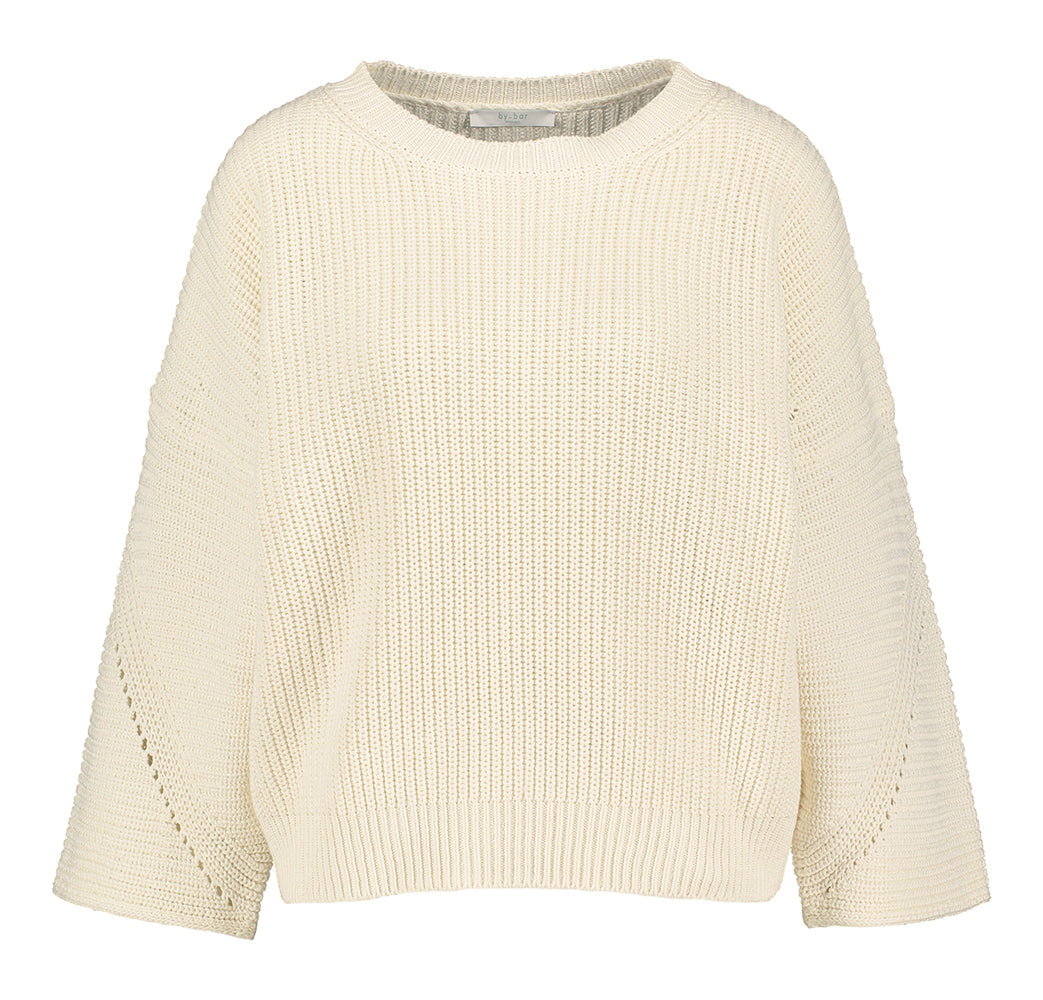 Ecru gehaakte pull met ronde hals Jack By-Bar