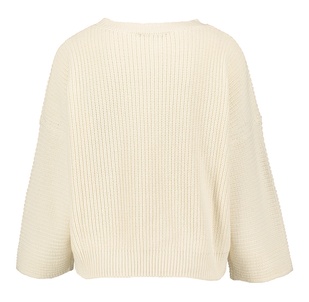 Ecru gehaakte pull met ronde hals Jack By-Bar