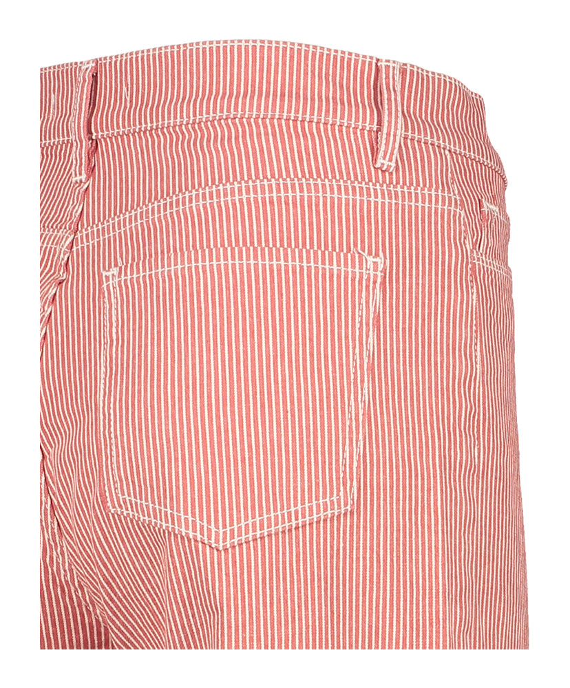 Oranje katoenen broek met ecru strepenpatroon Femme By-Bar