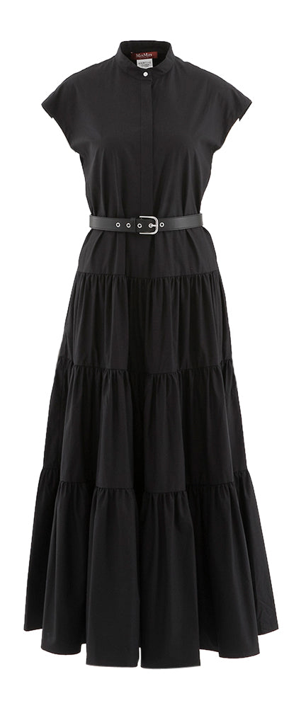 Robe longue maxi noire en coton avec poches Max Mara