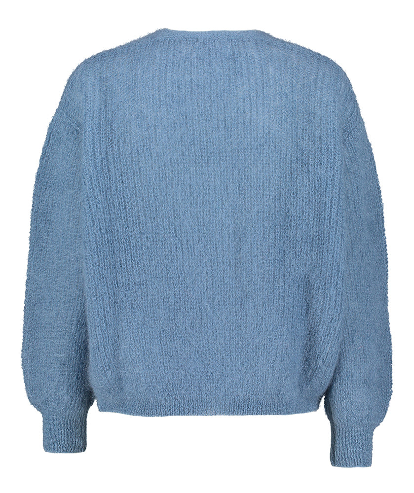 Gilet en laine bleu pétrole avec boutons en nacre Twins