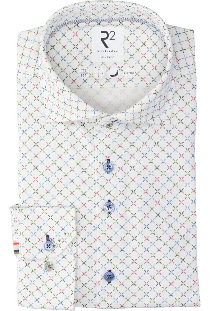 Wit katoenen hemd (regular fit) met print R2