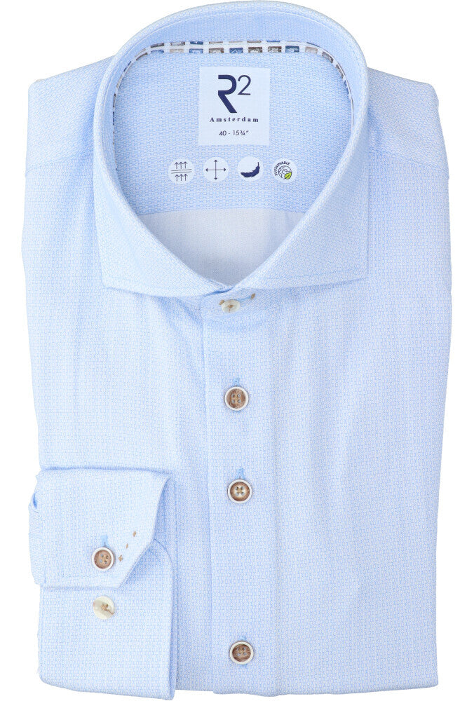 Chemise en coton bleu clair (coupe classique) à manches longues R2
