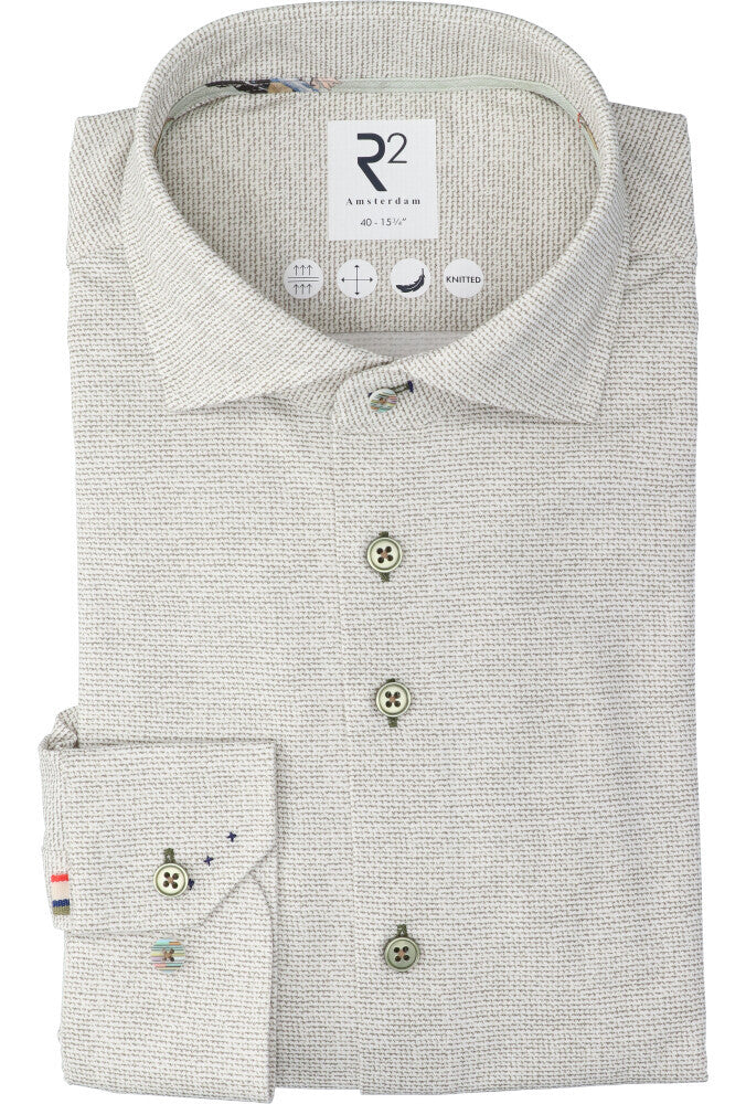 Chemise en coton vert clair (coupe classique) à manches longues R2