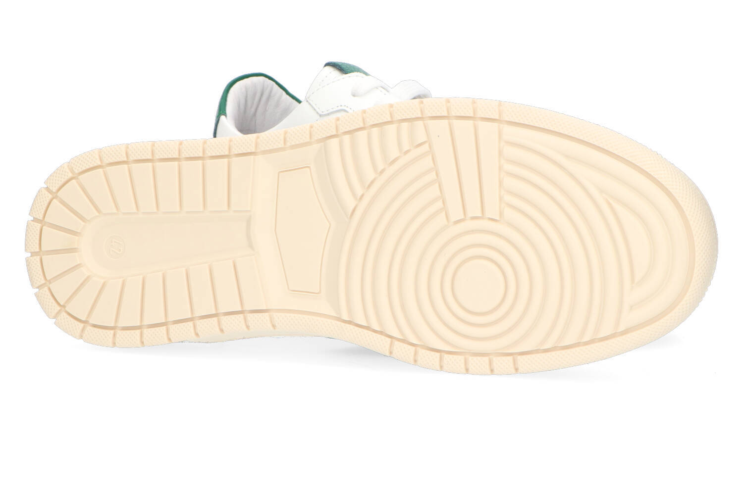 Baskets basses blanches avec détails verts, norme nationale