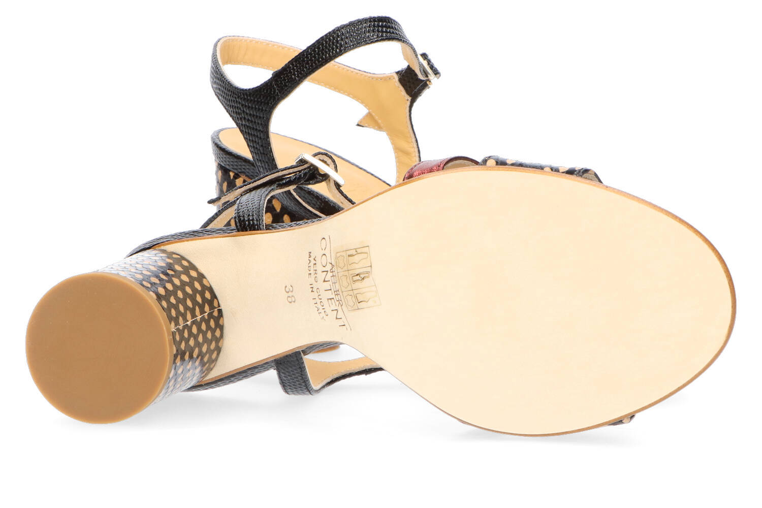 Sandales marron python à talon bloc Wilma Atelier Content