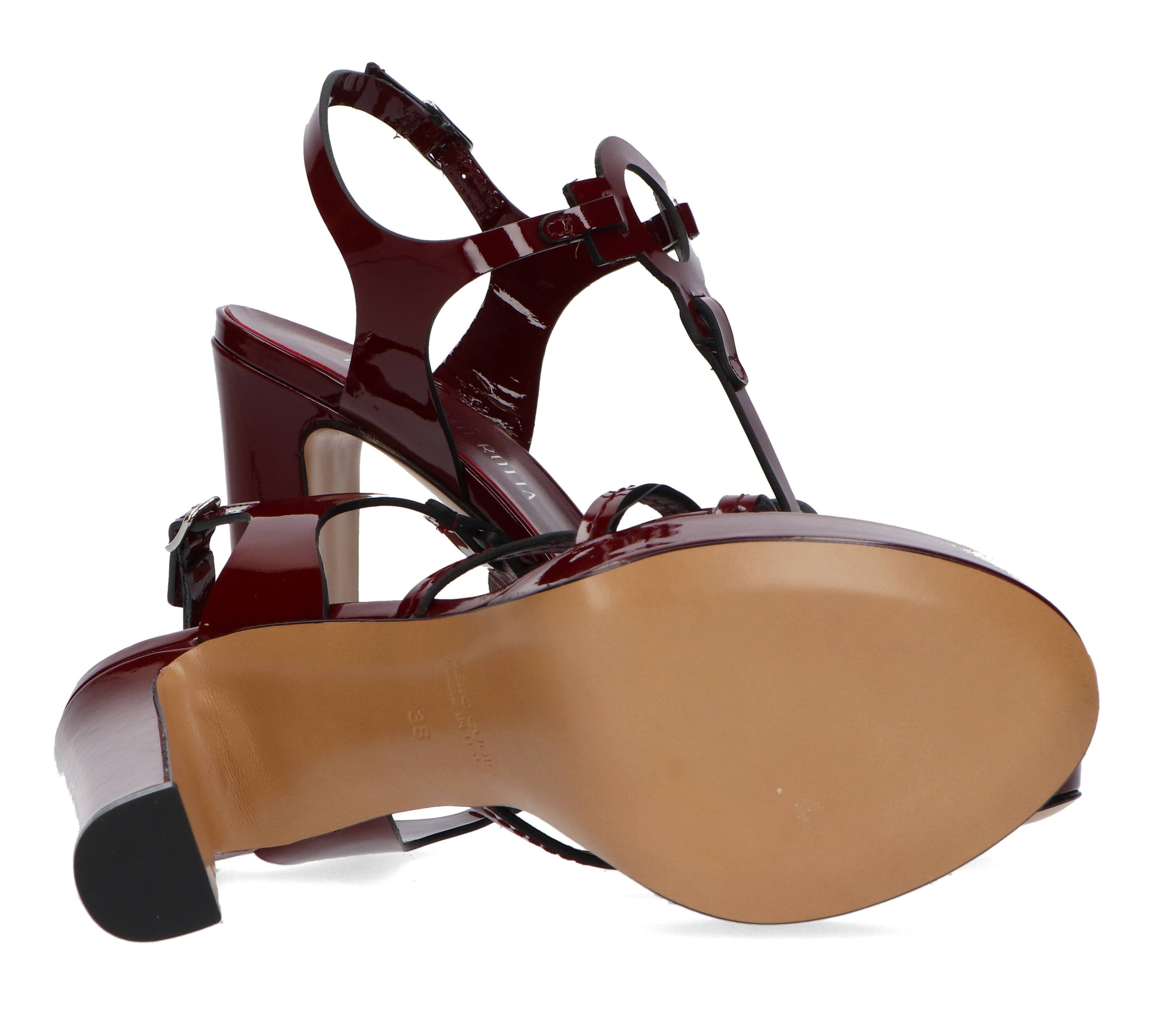 Vernice burgundy sandaal met hak Garance Rotta