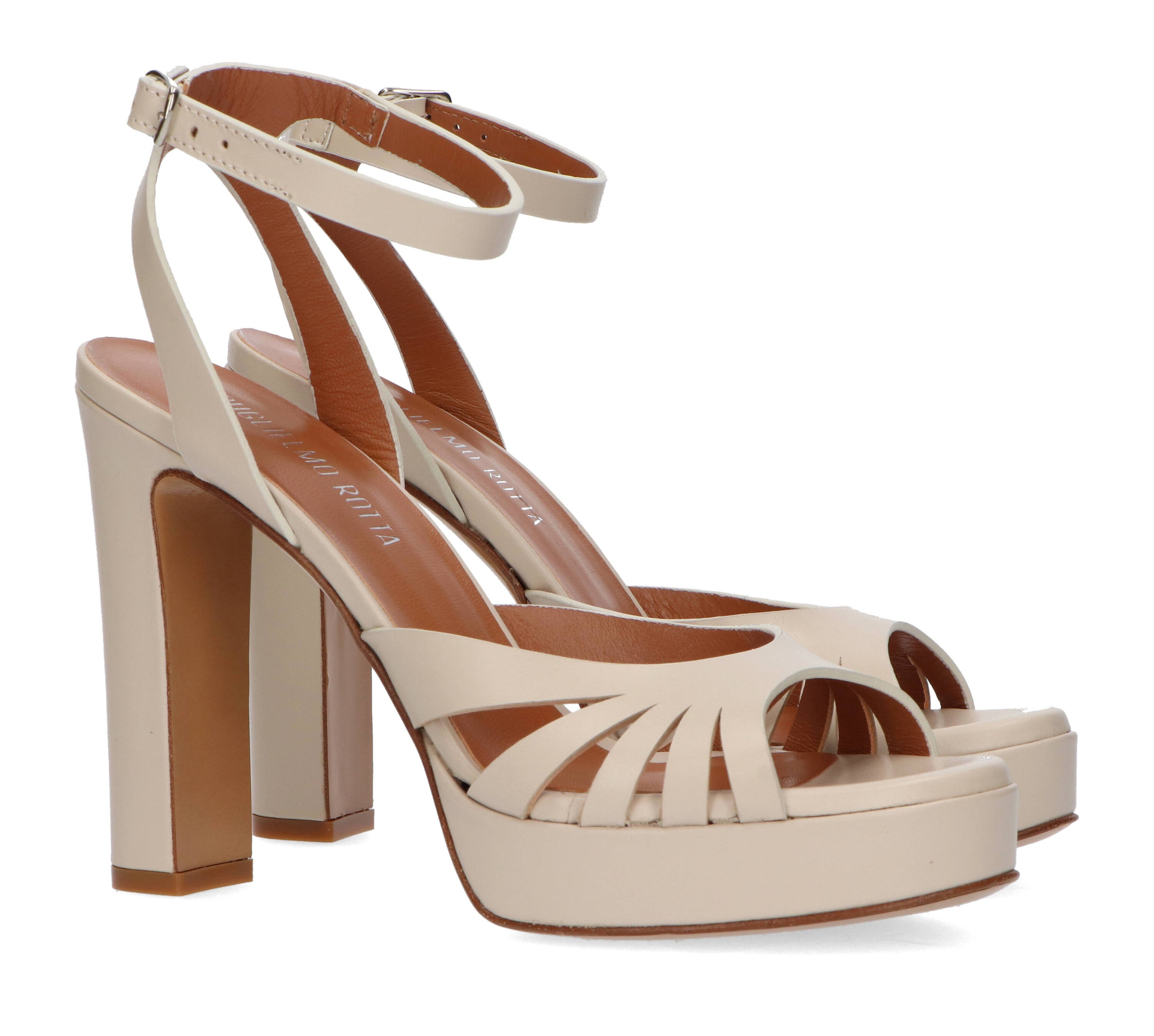 Ecru sandalen met hak Ginger Rotta