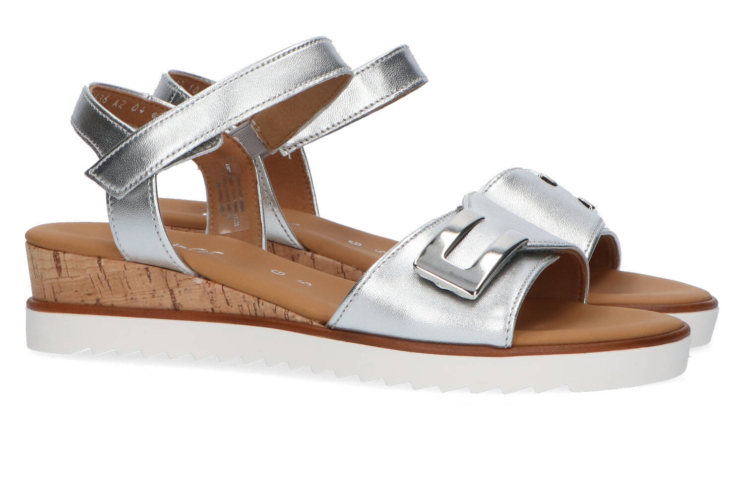 Sandales argentées à talon compensé Gabor