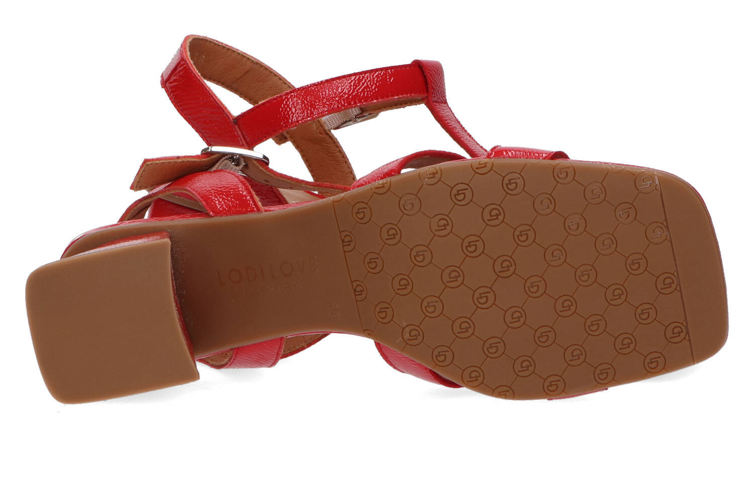 Sandales rouges à talon bloc Lodi