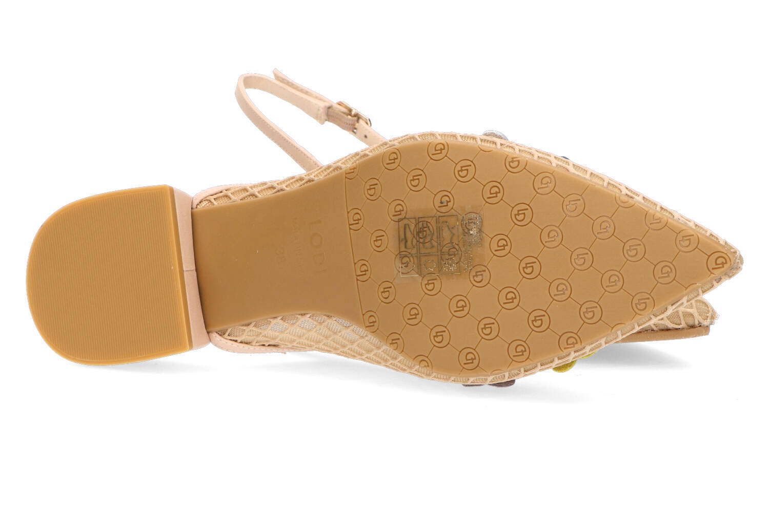 Nude sandalen met multicolor bloemen en blokhak Amisanti Lodi